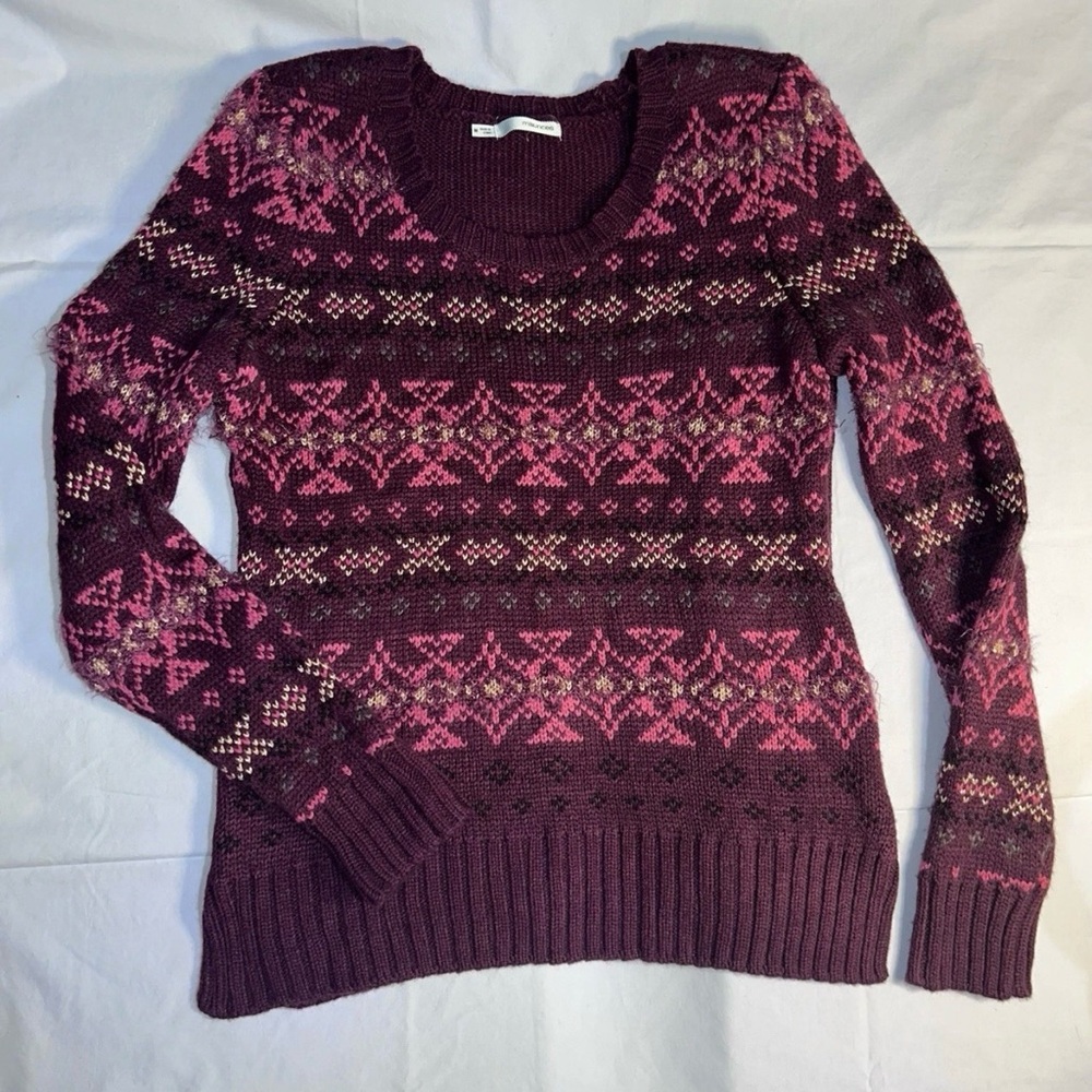 Maurices Plum Fair Isle Patterned Knit Pullover Sweater – Women’s Size M
